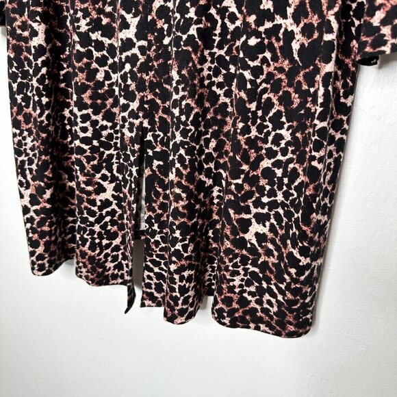 Soma Tunic Top Women XL Brown Soft Jersey Split Back 3/4 Sleeve Animal Print - Picture 4 of 7